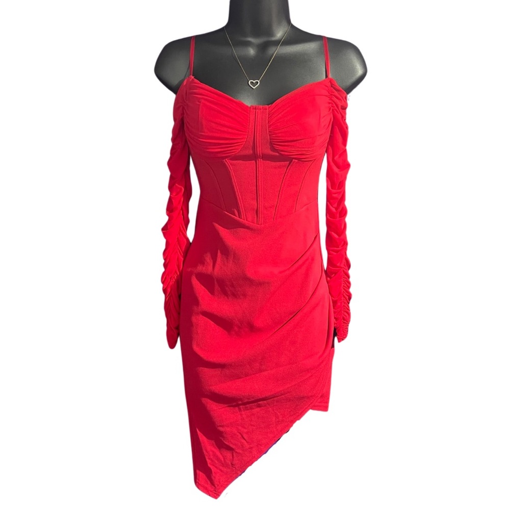 Off the shoulder mesh sleeves dress